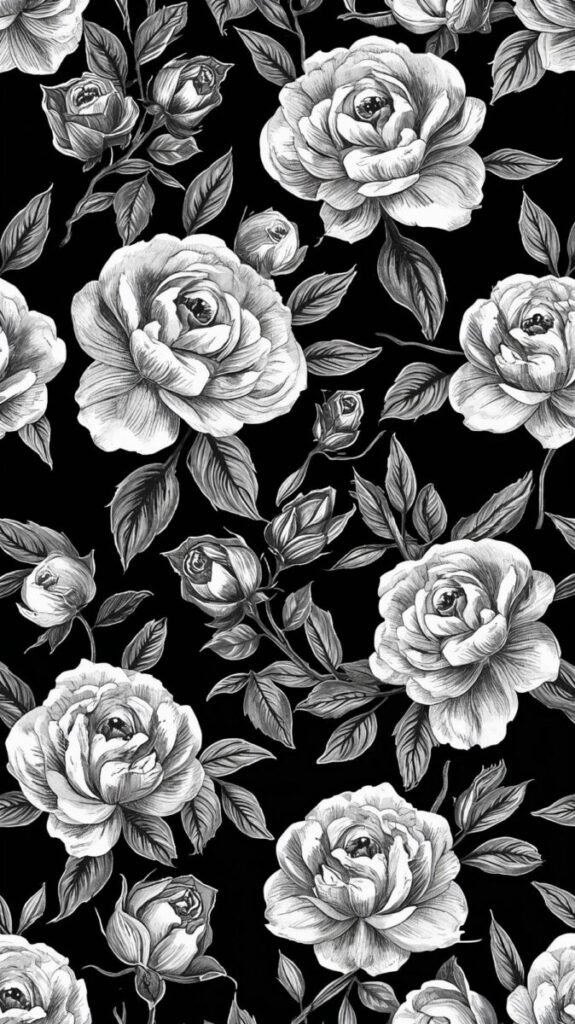 Elegant monochrome flower illustration