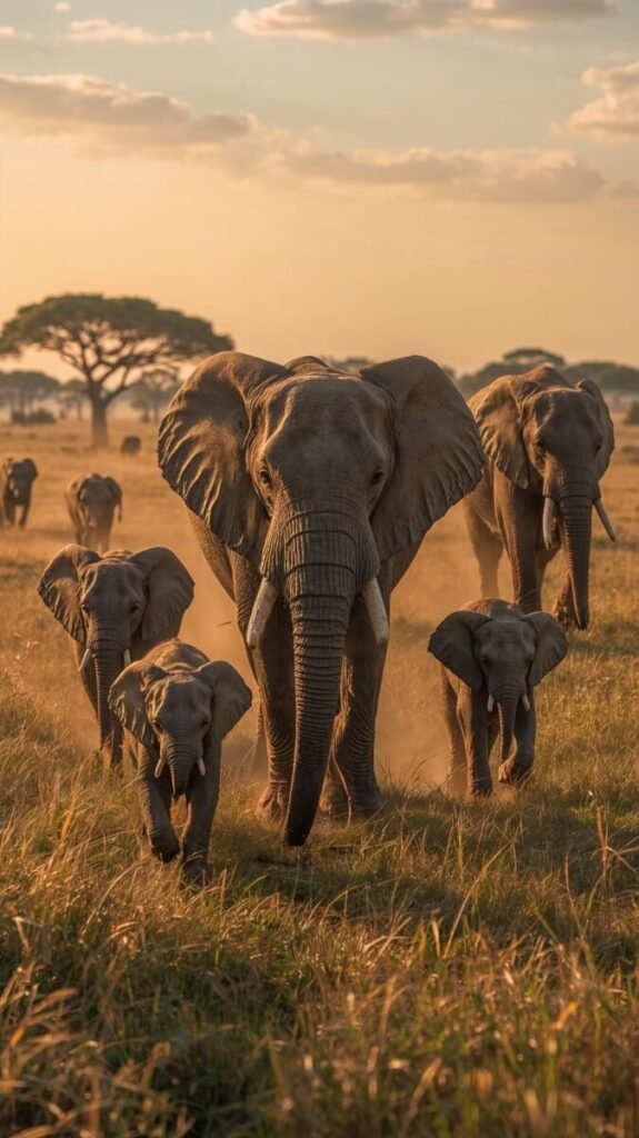 Majestic elephant family portrait