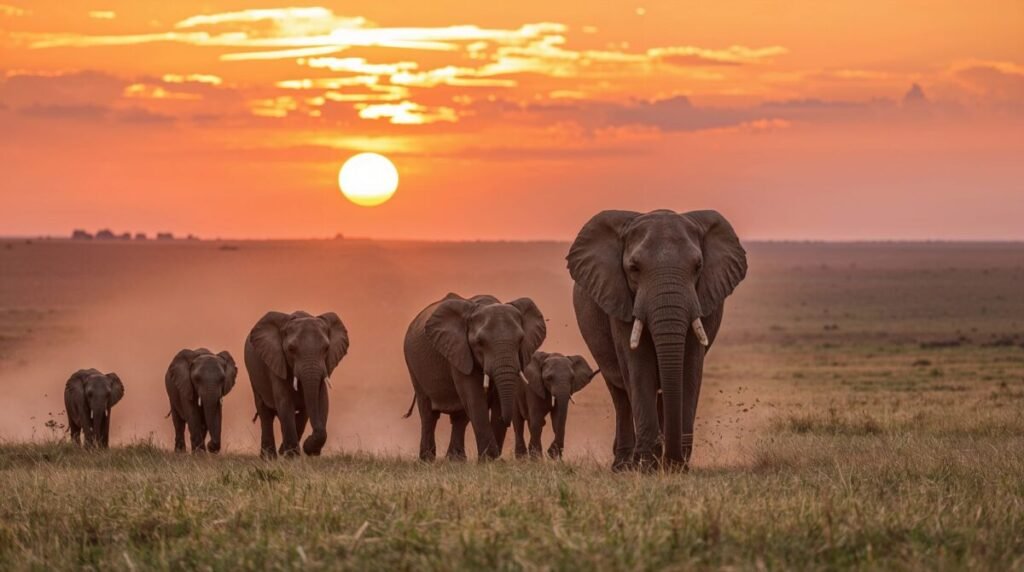 Elephant family in nature realistic image