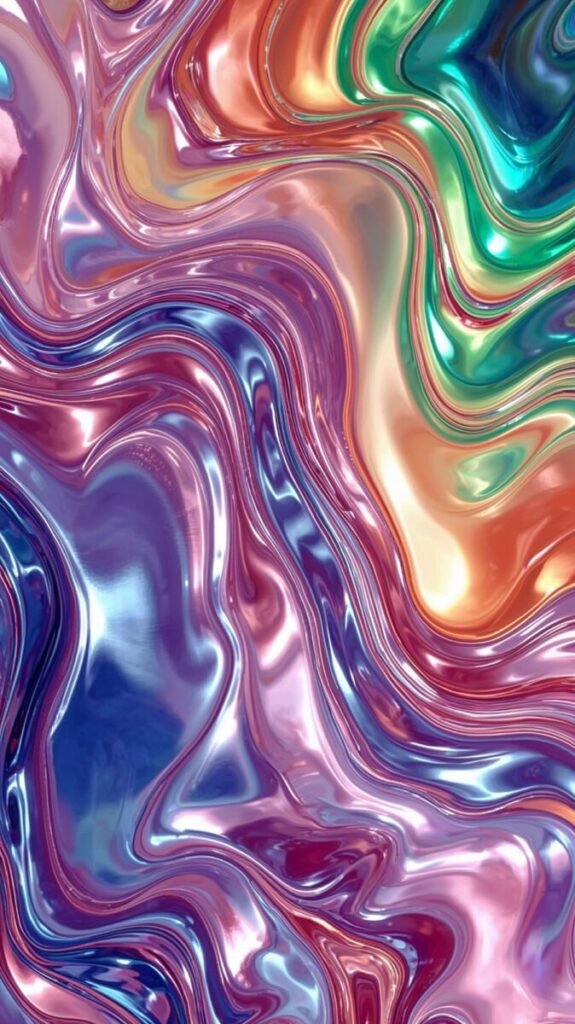 Flowing Liquid Rainbow Colors Blending Abstract