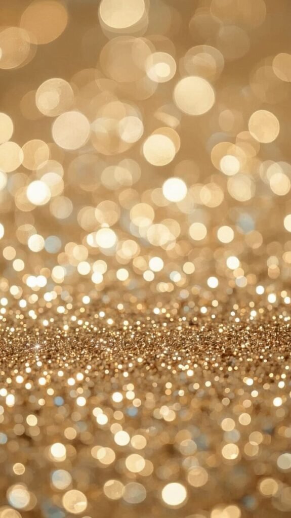 Vertical Gold Glitter Bokeh Background with Intricate Sparkle