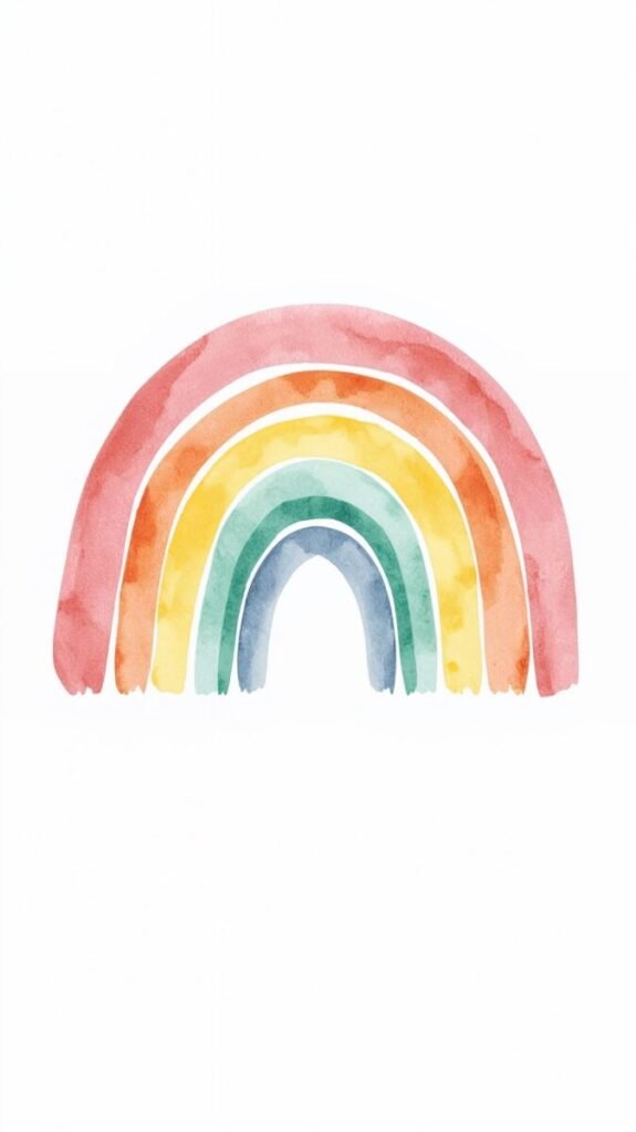 Soft Watercolor Rainbow with Delicate Features