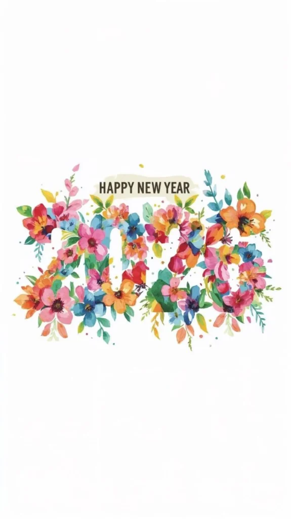 Vibrant Happy New Year 2026 Mobile Background