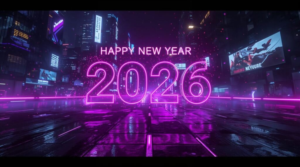 Neon Glow New Year 2026 Desktop Art