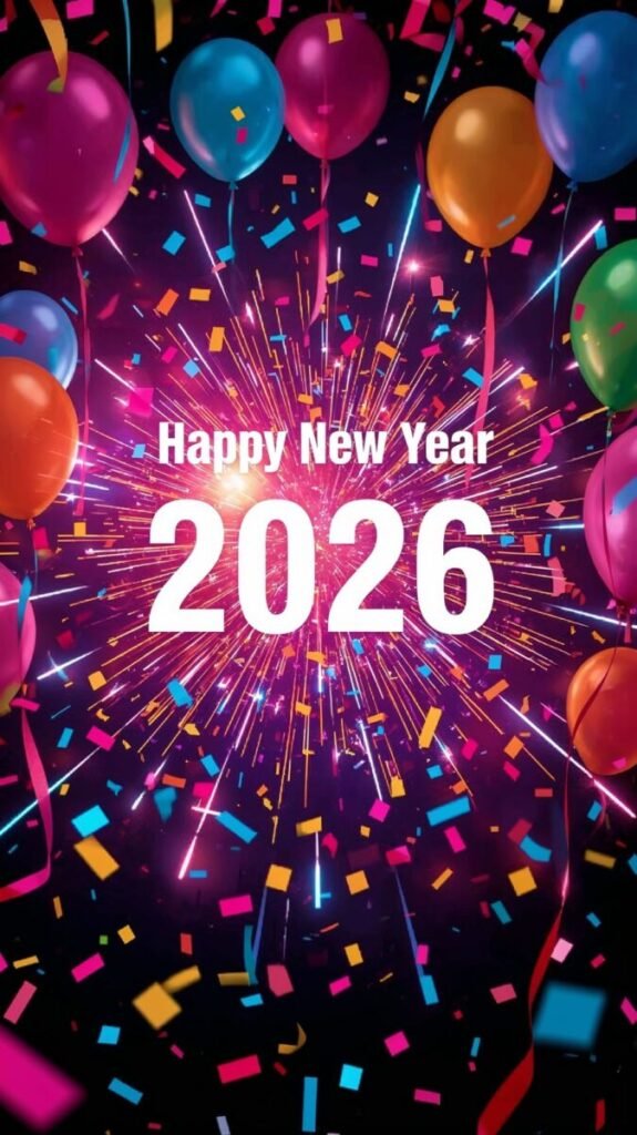 Vibrant Fireworks 2026 Mobile Portrait