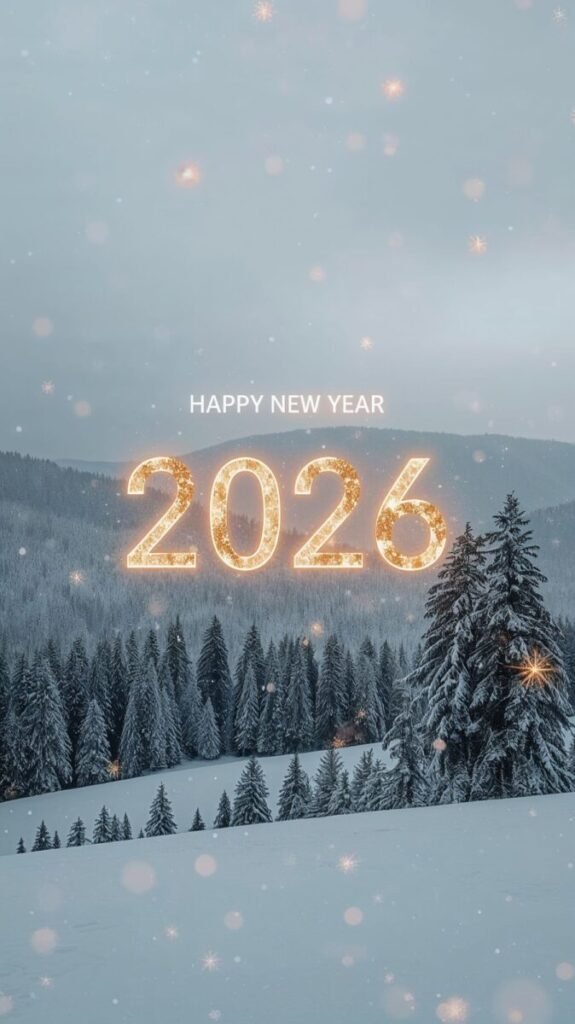 Snowy New Year 2026 Mobile Wallpaper