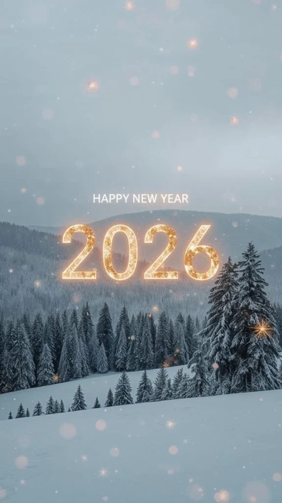 Snowy New Year 2026 Mobile Wallpaper