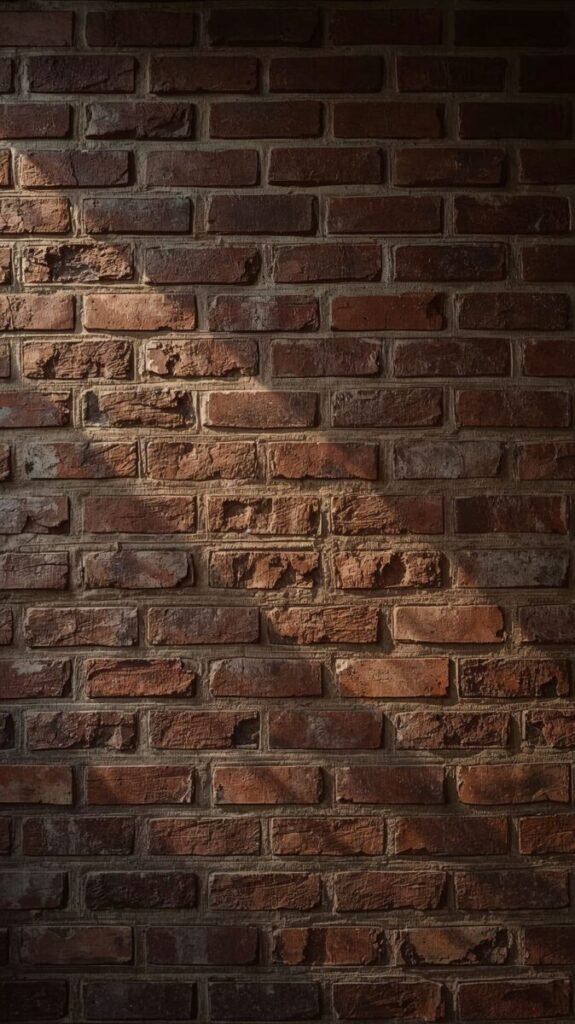 Industrial Dark Reddish Brown Brick Wallpaper