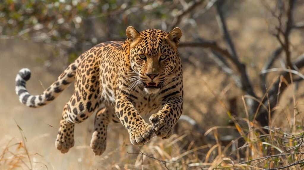 Majestic Leopard wallpaper with vibrant golden fur and distinctive dark spots