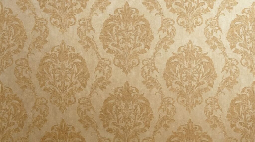 Luxurious Horizontal Royal Baroque Gold Wallpaper with Intricate Detailing