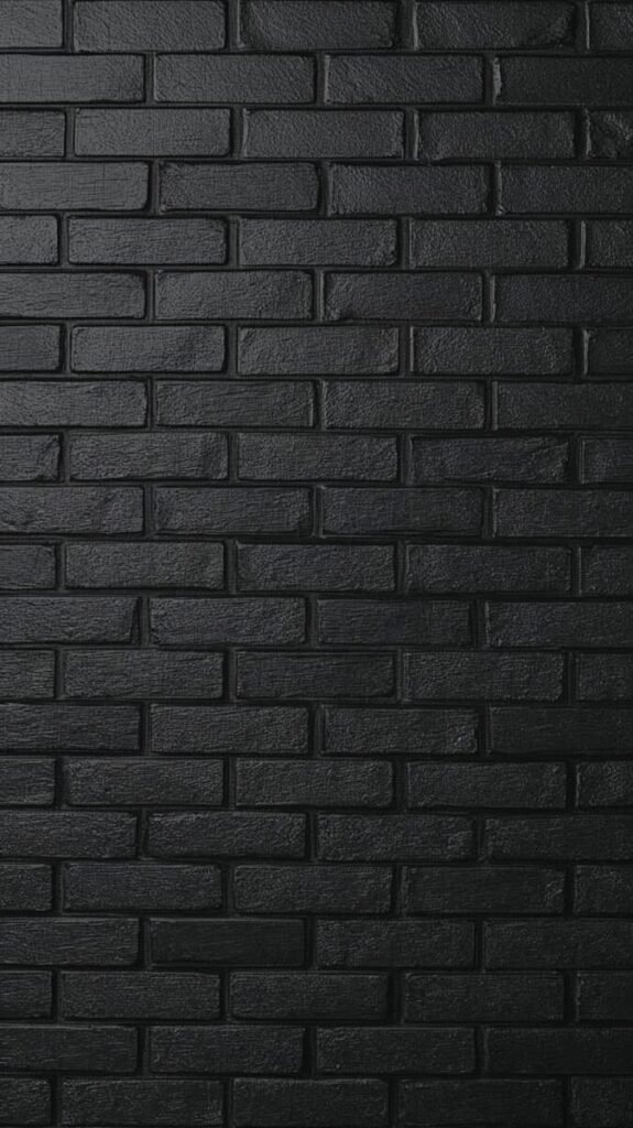 Modern Matte Black Brick Wallpaper with Subtle Texture