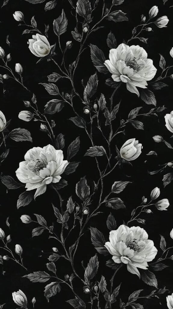 Portrait moody monochrome flower wallpaper
