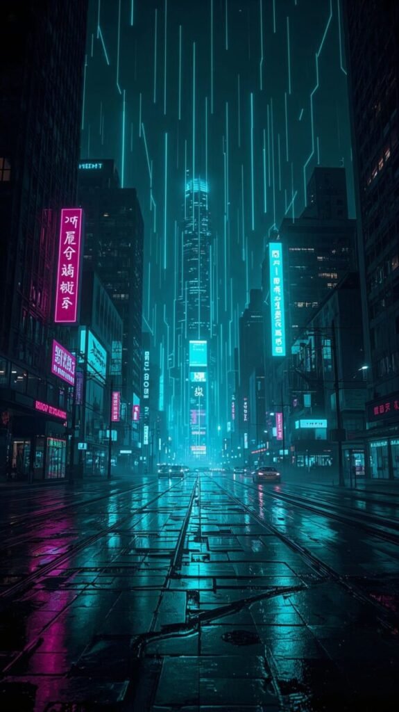 Pulsating Neon Teal Digital Art Wallpaper