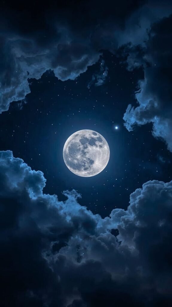 Night sky with glowing clouds wallpaper