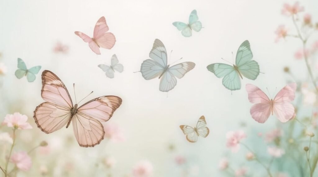 Pastel butterflies with delicate wings
