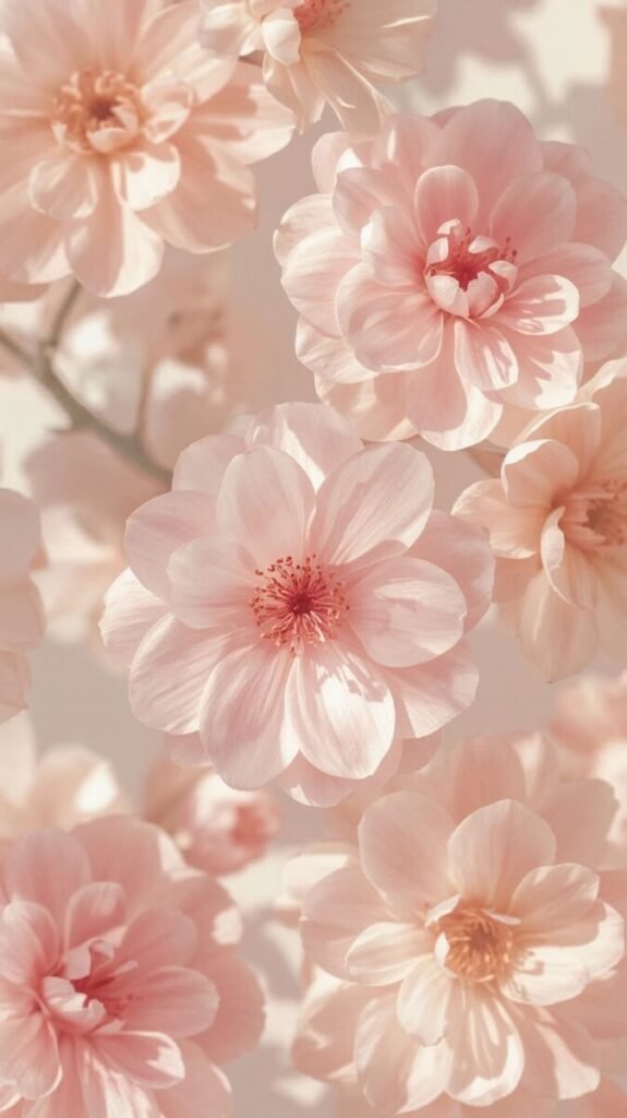 Delicate pastel colored flowers with soft petals wallpaper