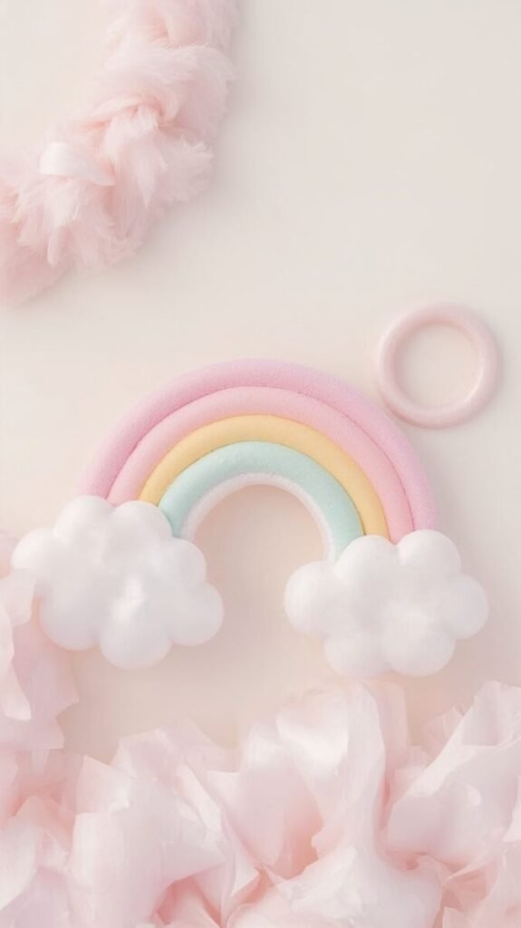 Aesthetic pastel rainbow mobile background