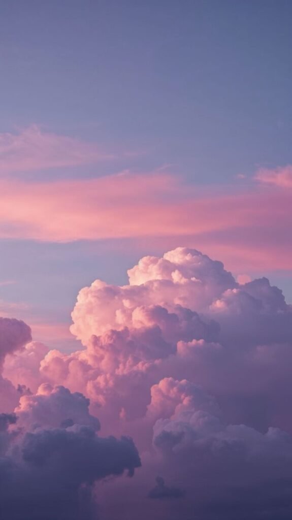 Vertical wallpaper of pink and lavender sunset clouds