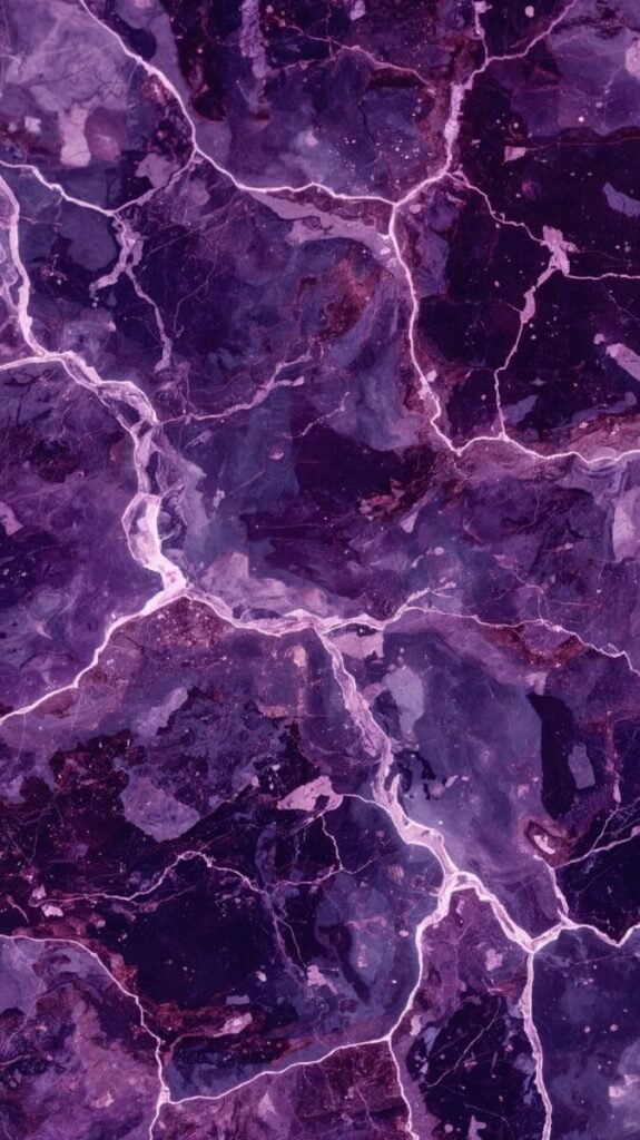Purple Amethyst-Inspired Marble Wallpaper, Vertical View