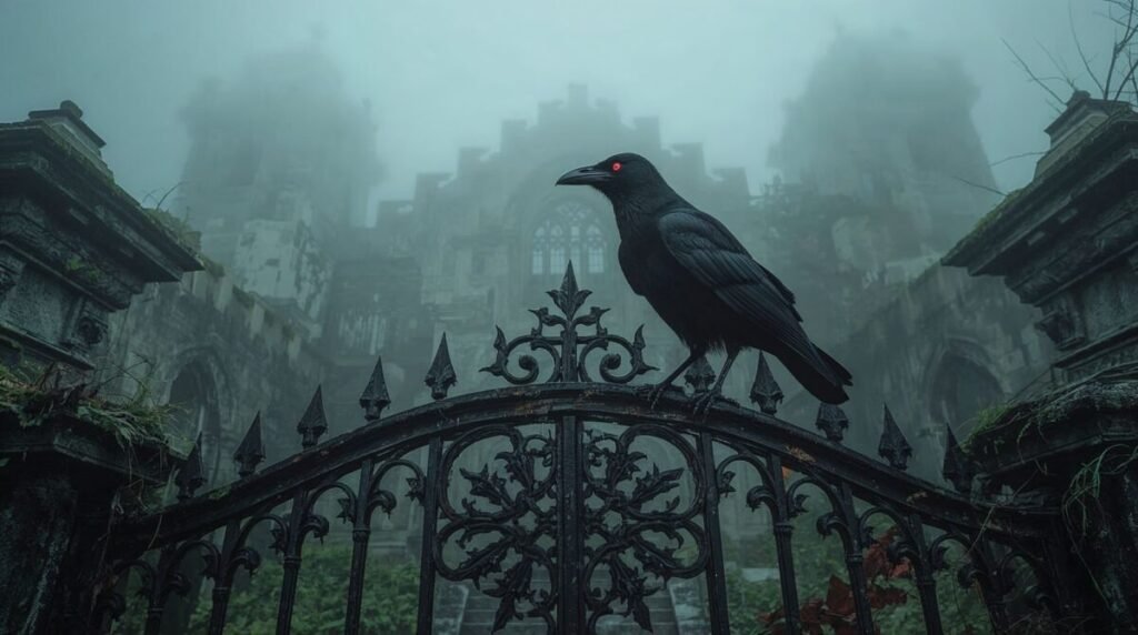 Raven with Sleek Black Feathers and Sharp Beak Wallpaper