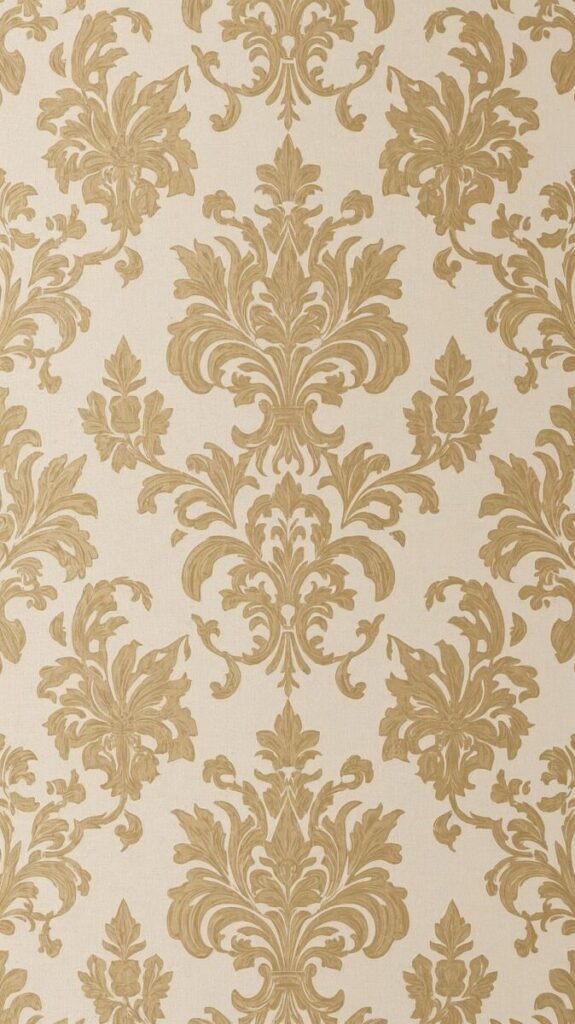 Vertical Royal Baroque Gold Wallpaper with Ornate Victorian Motifs