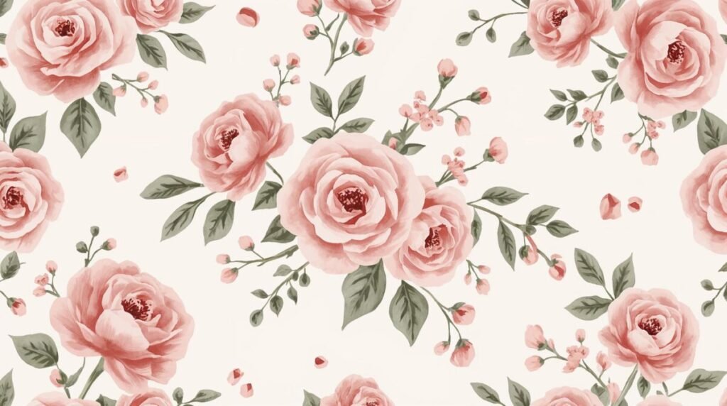 Seamless pink floral pattern wallpaper design