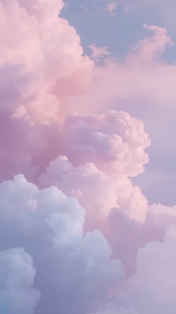 Vertical pastel lavender and pink cloud background
