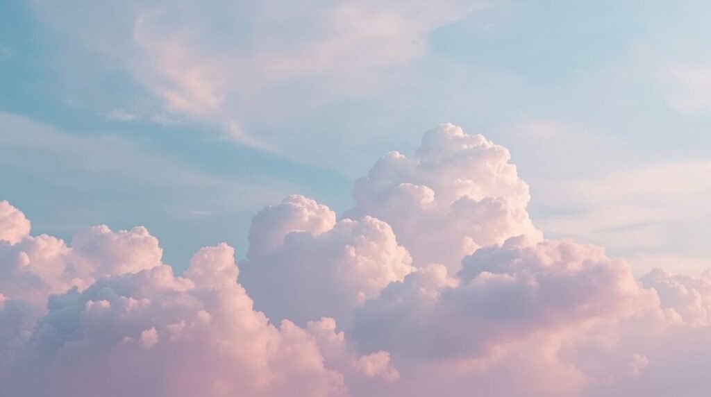 Lucid realism soft pastel clouds with delicate pale blends