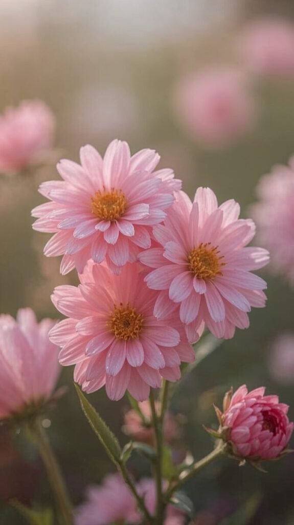 Delicate layered pink flower petals vertical wallpaper
