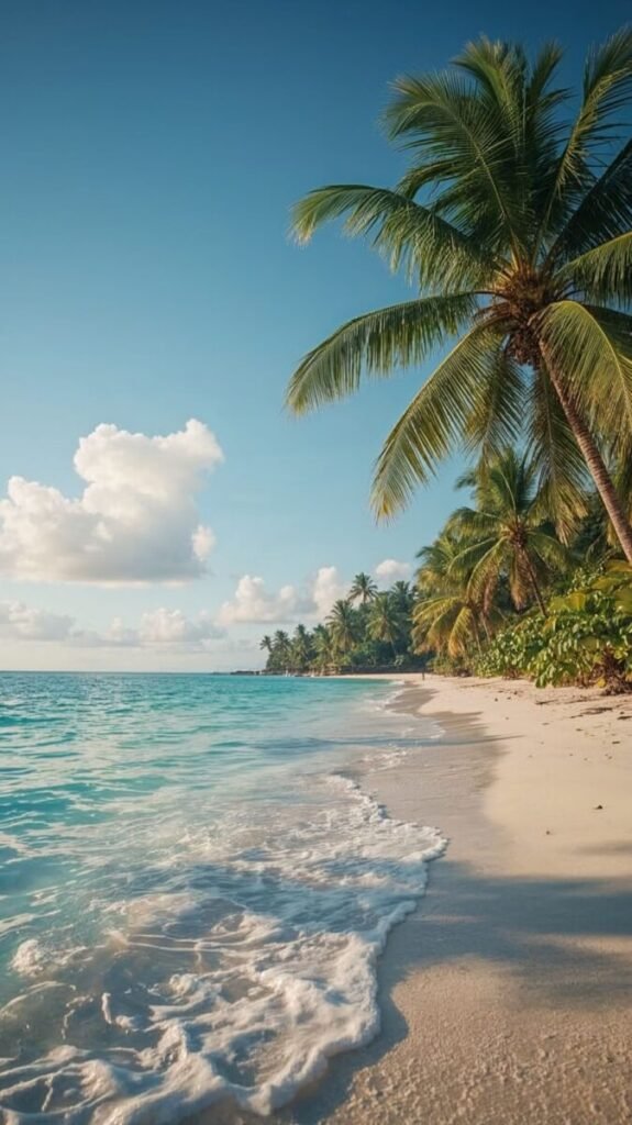 Vast turquoise ocean tropical beach mobile wallpaper