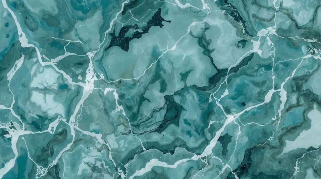 Wide Turquoise Marble Wallpaper with Ocean Theme