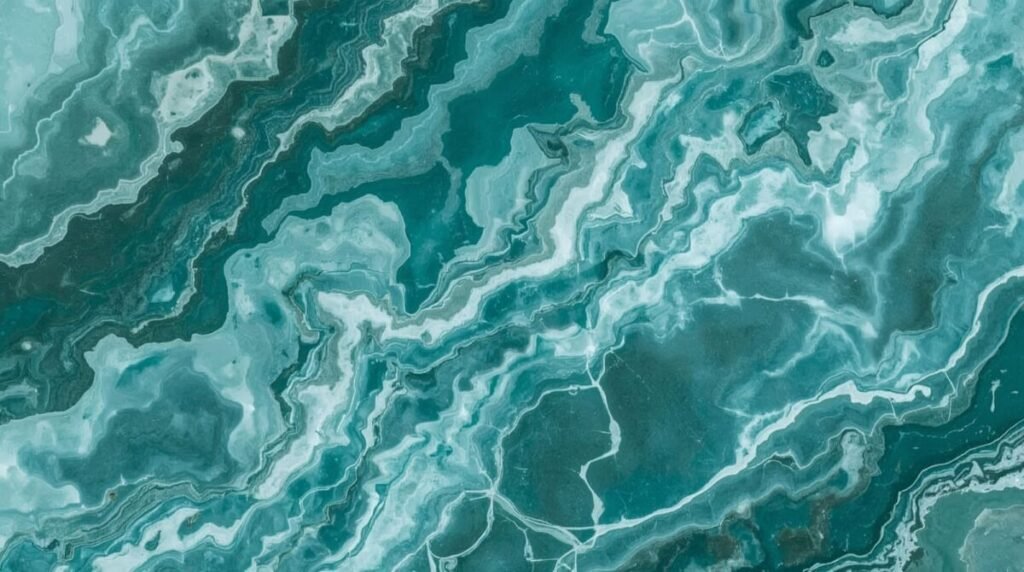 Lucid Realism Turquoise Marble Wallpaper with Tropical Ocean Motif