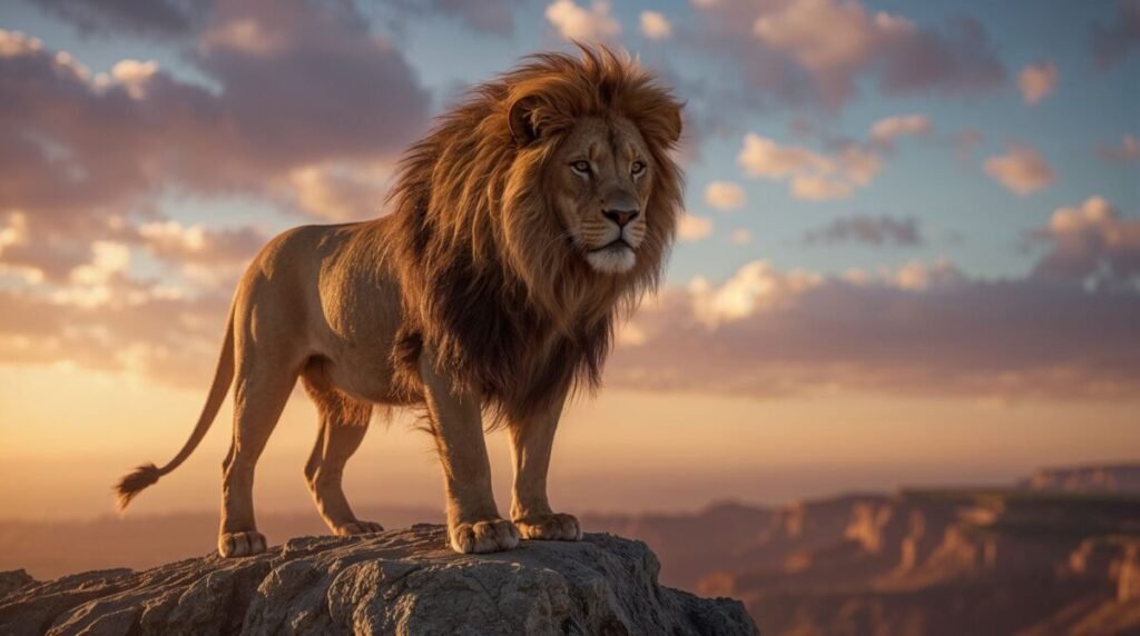 Ultra realistic majestic lion landscape
