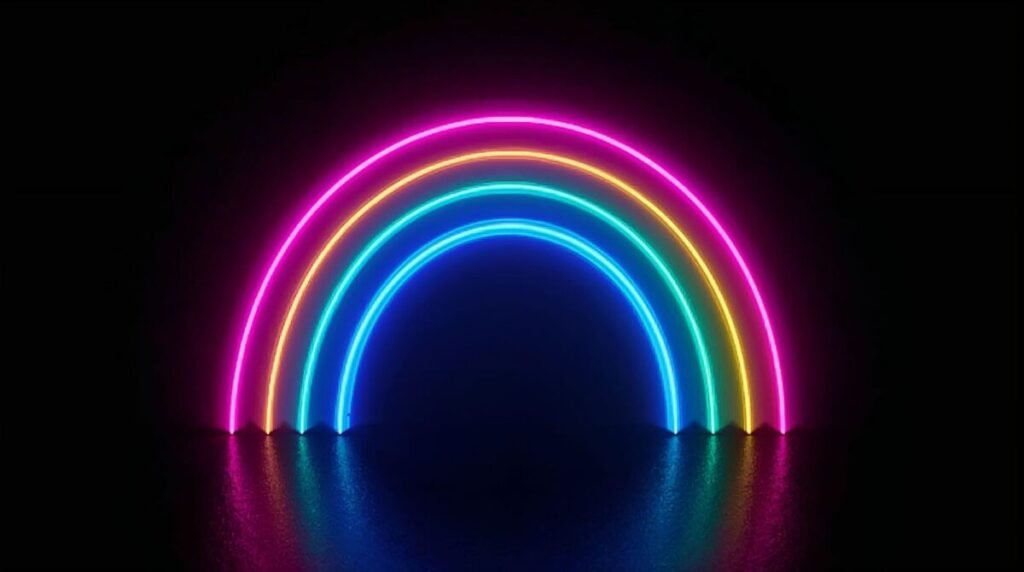 Vibrant Neon Rainbow Hues of Pink Blue and Green