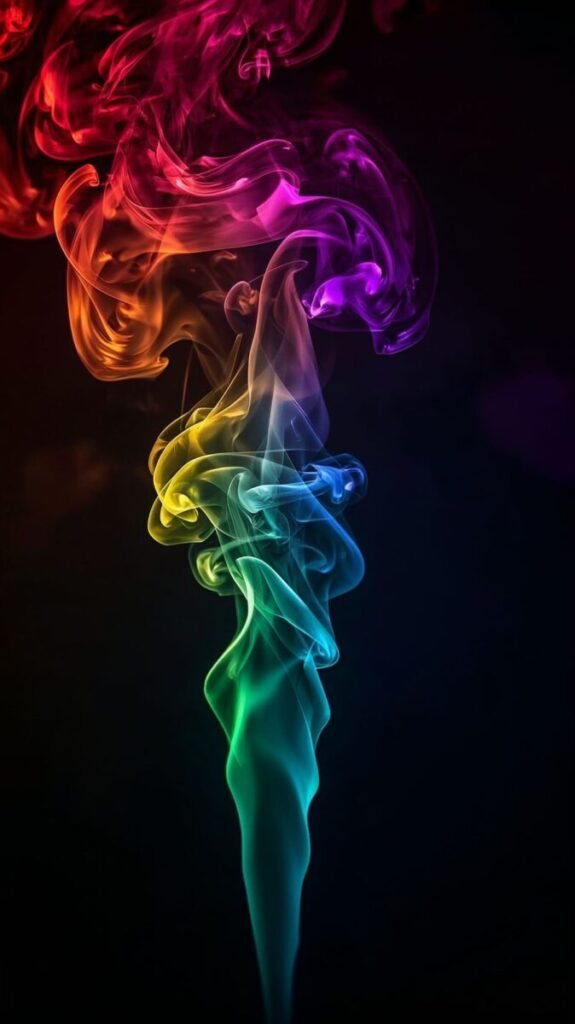 Vibrant Rainbow Smoke Swirling Abstract Mobile Wallpaper