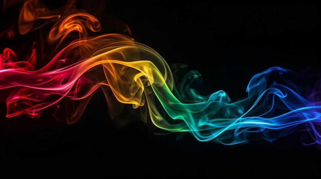 Dynamic Rainbow Smoke Dance Digital Wallpaper