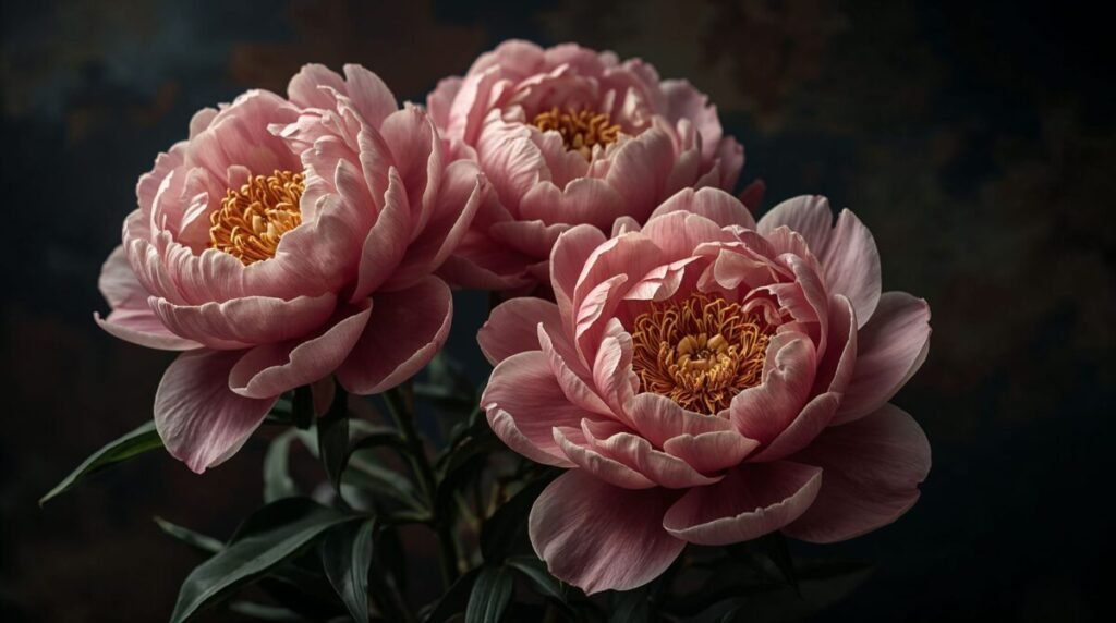 Highly detailed vintage pink peony art